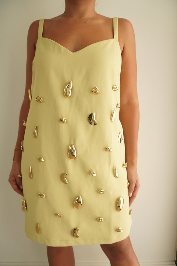 Metallic Embellished A-line Mini Dress