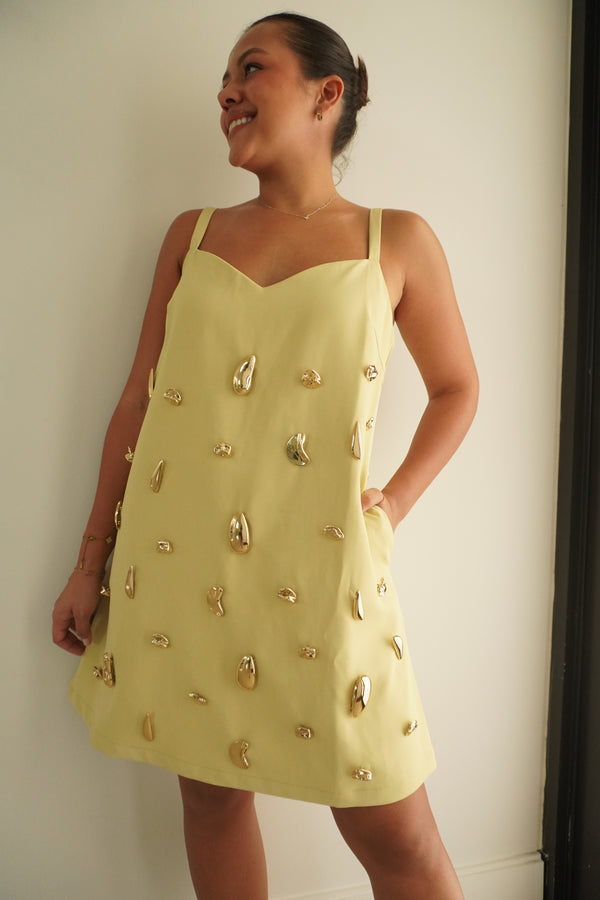 Metallic Embellished A-line Mini Dress