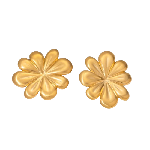 Large Petal Brushed Stud Earrings