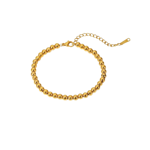 Gold Pleated Bead Chain Bracelet