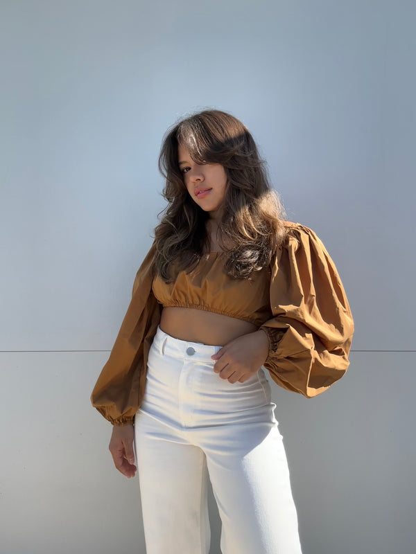 Balloon sleeves cropped top