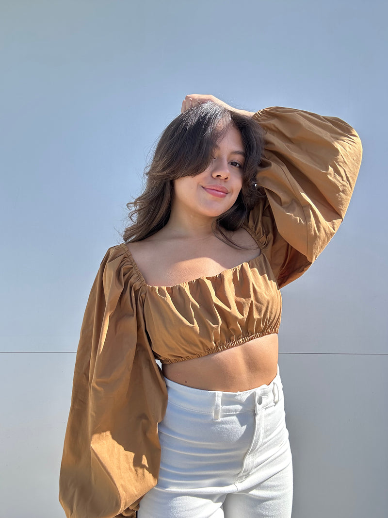 Balloon sleeves cropped top